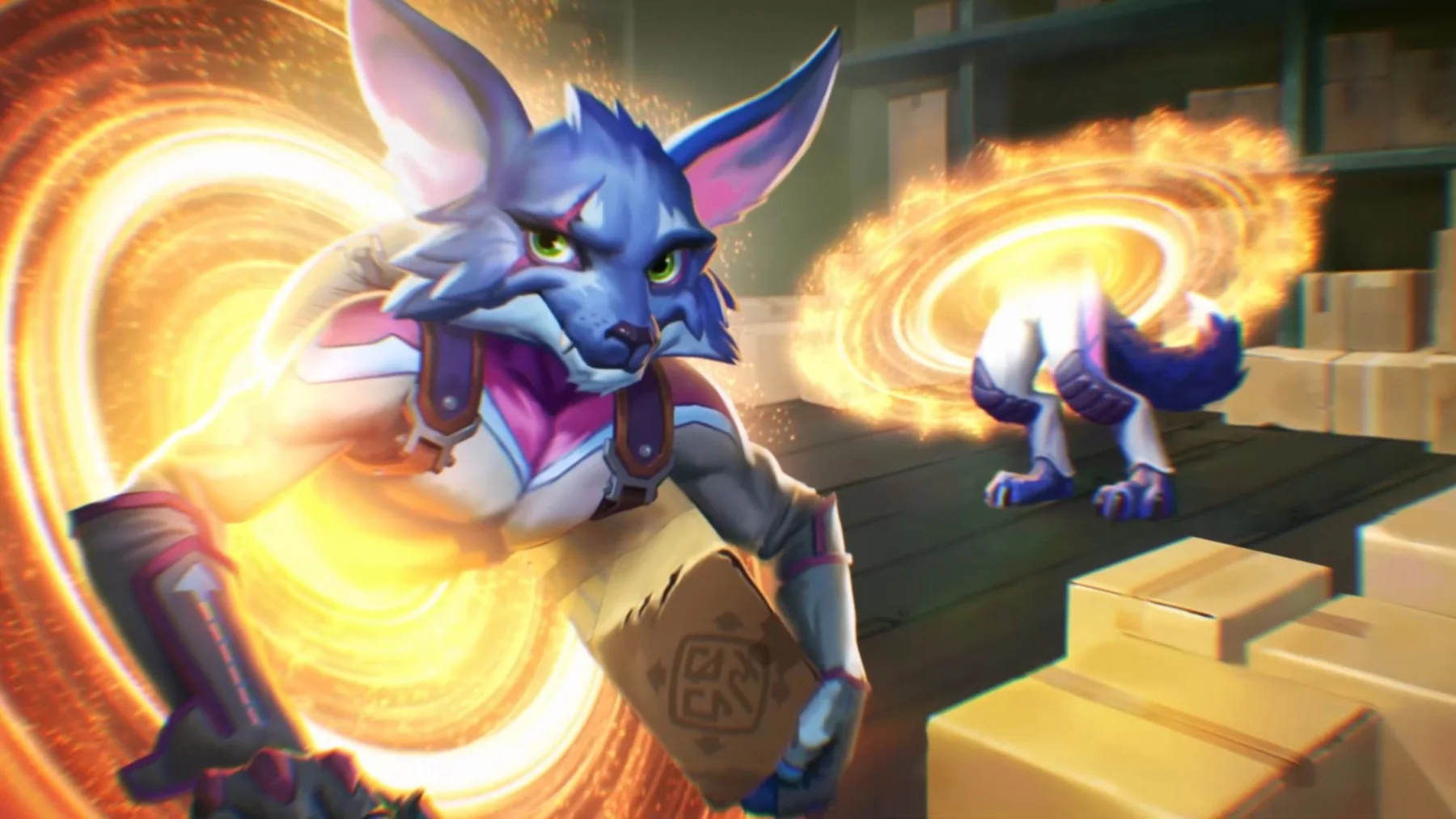 Animated fantasy character and glowing spell effects for The Bazaar
